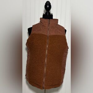 Umgee Women’s Brown Zip Up Puff Quilted Vest With Pockets Size Medium